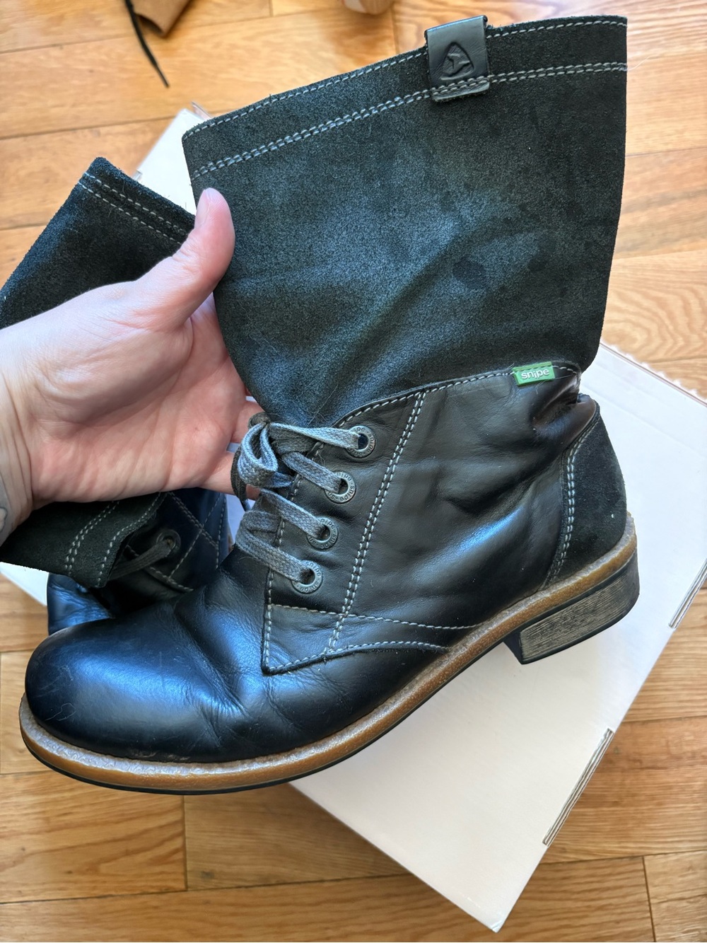 Snipe European Leather and Suede Black Boots European Size 39 US Size 8.5